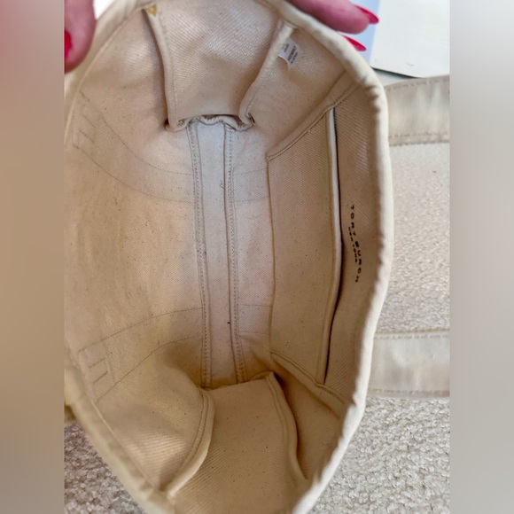 Tory Burch Cream Canvas Mini Mercer Tote with Navy Logo - Picture 8 of 10